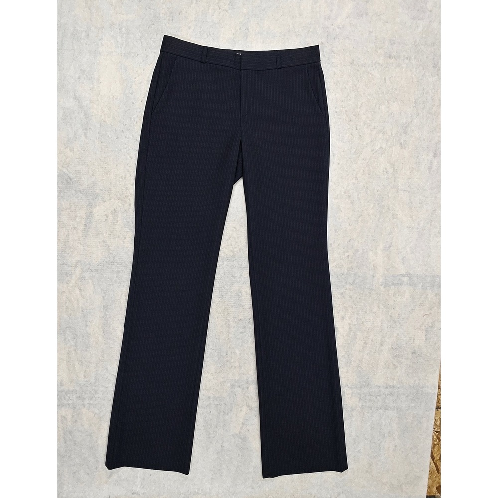 Banana Republic Dress Pants Logan Women 6 Long Bootcut Frousers Pinstripe Navy